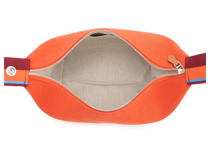 Hermès Pochette Kara Hermes in tela Feu Rosso - vista 5