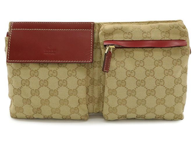 Borsa Gucci GG Canvas Sherry Line Rosso Beige - vista 2