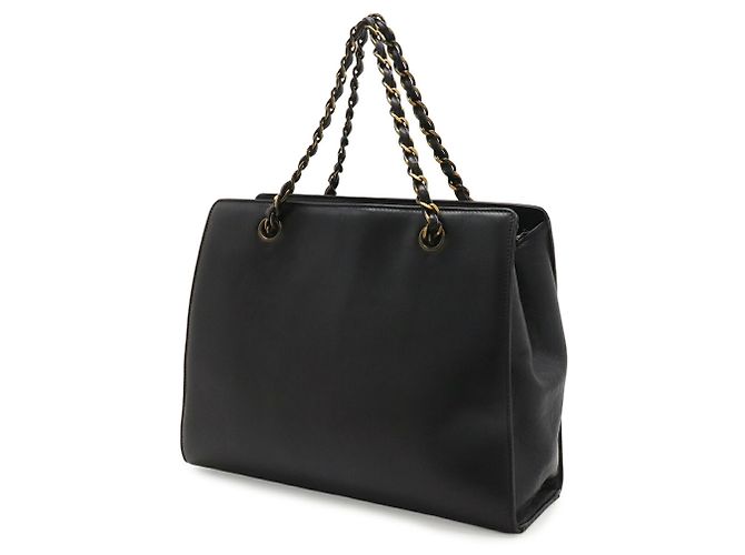 Borsa Tote Chanel in pelle nera con manico a catena Nero - vista 3