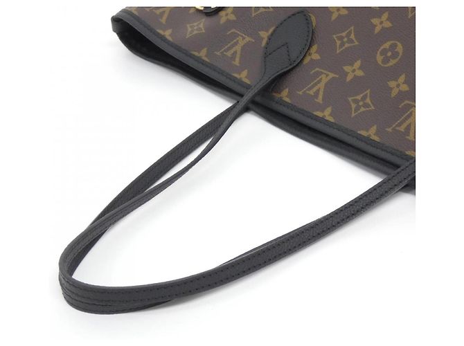 Borsa Louis Vuitton Monogram Neverfull Inside Out MM M28351 Marrone Nero - vista 3