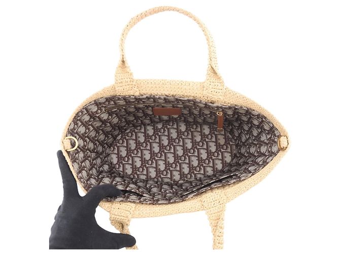 Borsa Panier in Raffia Christian Dior Marrone - vista 6