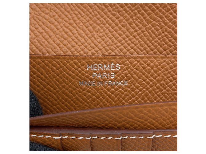 Cartera compacta de dos pliegues Hermès Bearn Dorado - vista 10
