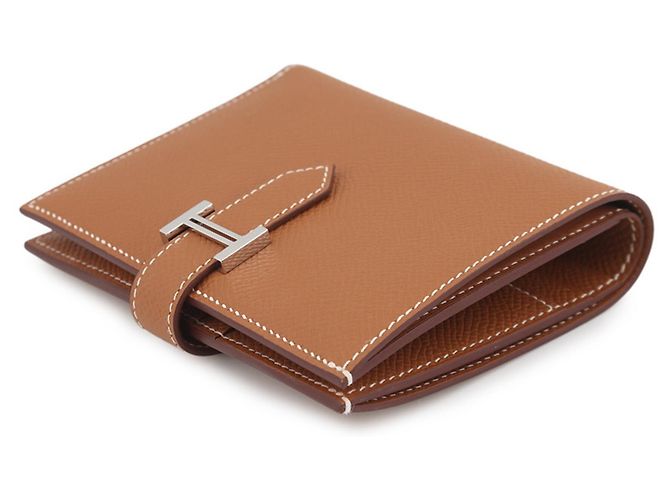 Cartera compacta de dos pliegues Hermès Bearn Dorado - vista 2