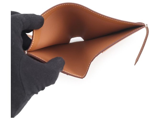 Cartera compacta de dos pliegues Hermès Bearn Dorado - vista 5