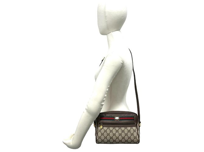 Borsa a tracolla in pelle e PVC Gucci Marrone - vista 3