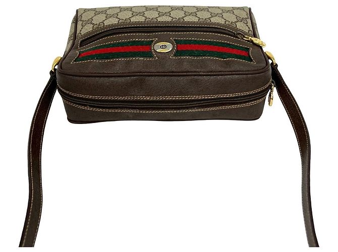 Borsa a tracolla in pelle e PVC Gucci Marrone - vista 5