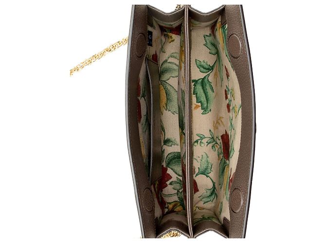 Borsa a tracolla Gucci GG Supreme Ophidia Grommet Medium Chain Marrone Beige - vista 7