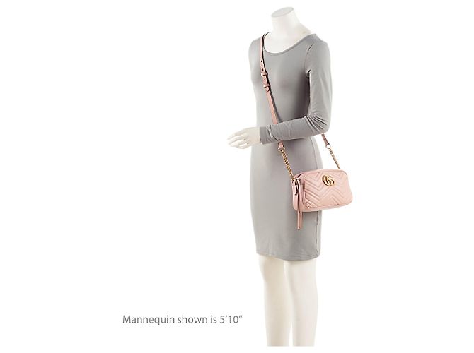 Borsa Camera Piccola Gucci Matelasse Leather GG Marmont Rosa - vista 5