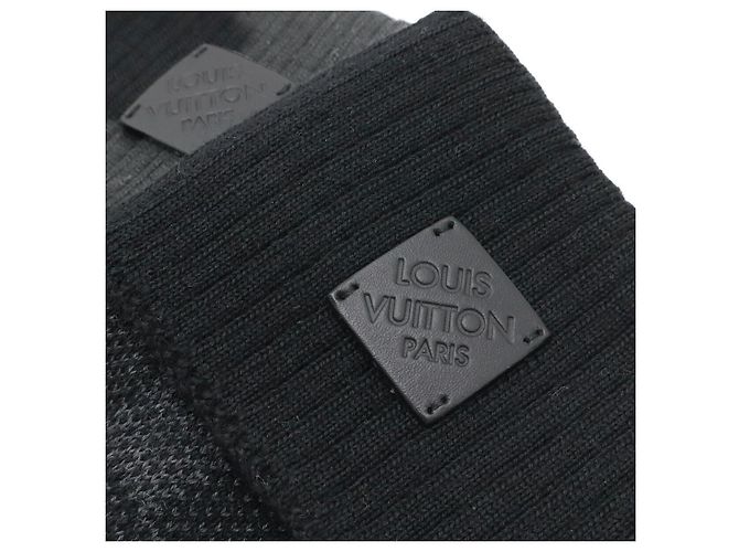 Luvas de lã e couro Damier Graphite Louis Vuitton Preto - vista 3