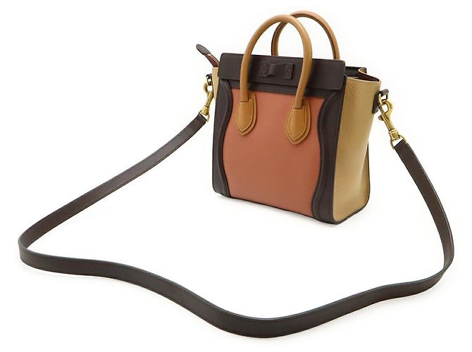 Céline Borsa 2way Celine Luggage Nano Shopper in pelle Marrone Beige - vista 2