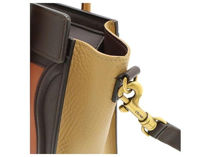 Céline Borsa 2way Celine Luggage Nano Shopper in pelle Marrone Beige - vista 4