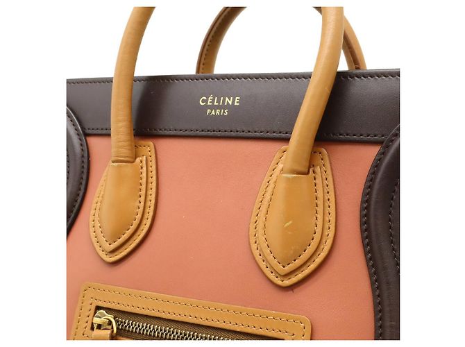 Céline Borsa 2way Celine Luggage Nano Shopper in pelle Marrone Beige - vista 9