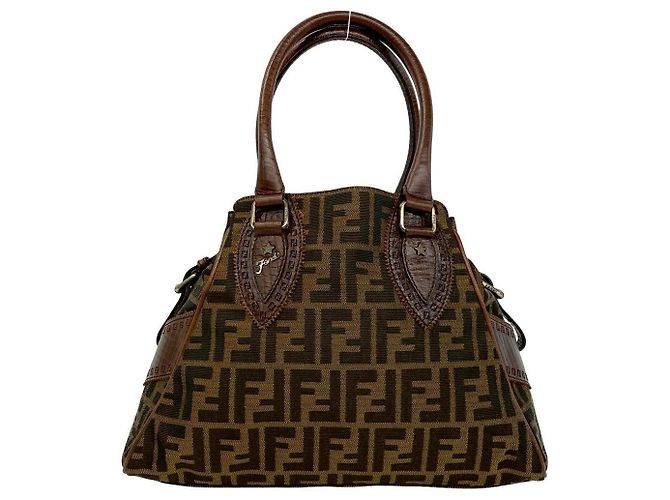Fendi Zucca Canvas Leder Handtasche Braun - Ansicht 2