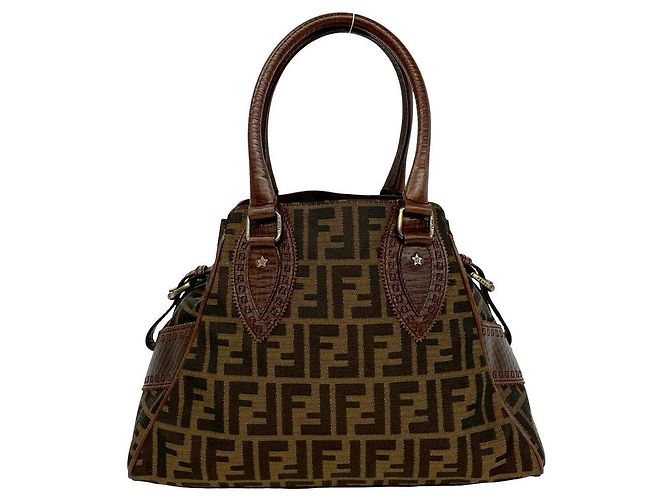 Fendi Zucca Canvas Leder Handtasche Braun - Ansicht 4