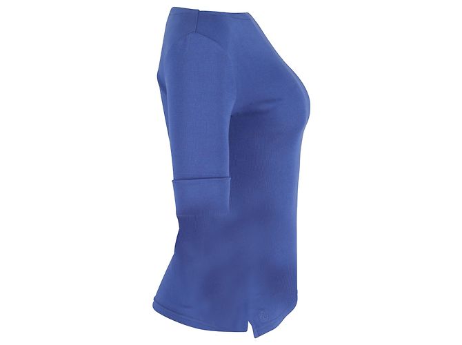 Top de cuello barco Lauren Ralph Lauren con algodón azul - vista 2
