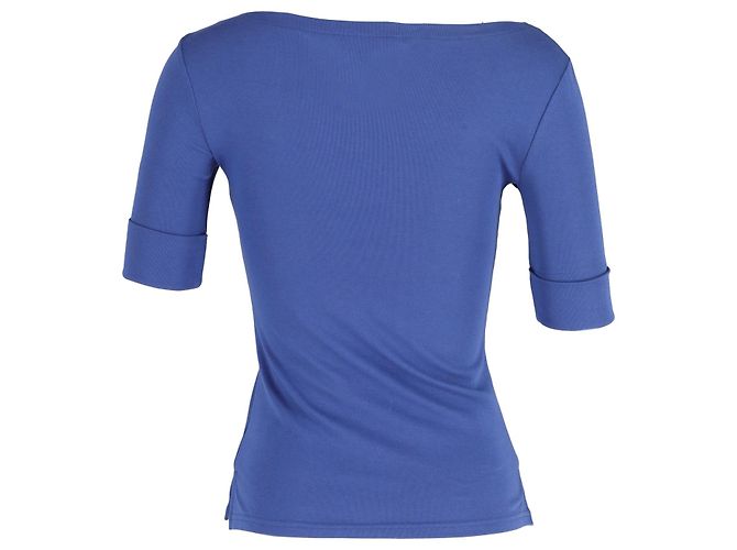 Top de cuello barco Lauren Ralph Lauren con algodón azul - vista 3