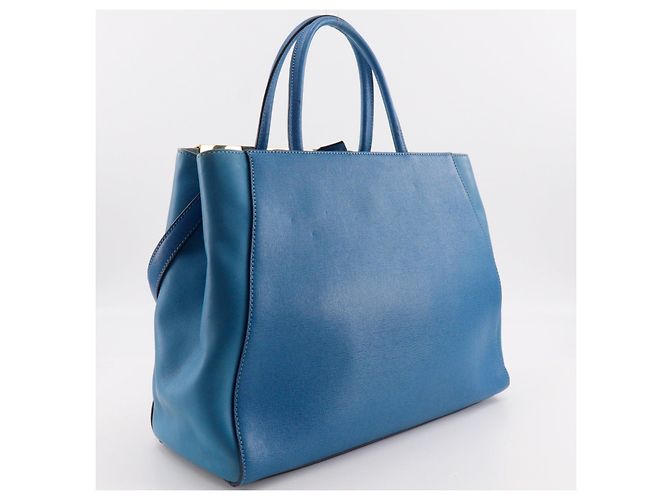 Fendi 2Jours Kalbsleder Handtasche Blau - Ansicht 3