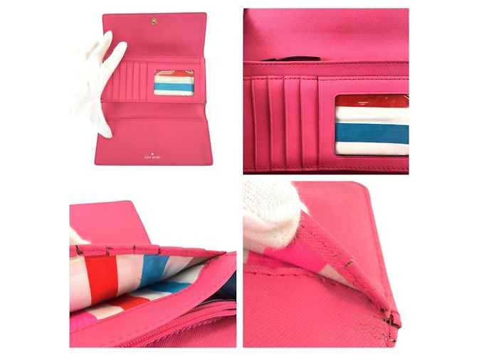 Portafoglio lungo in pelle Kate Spade Rosa - vista 8