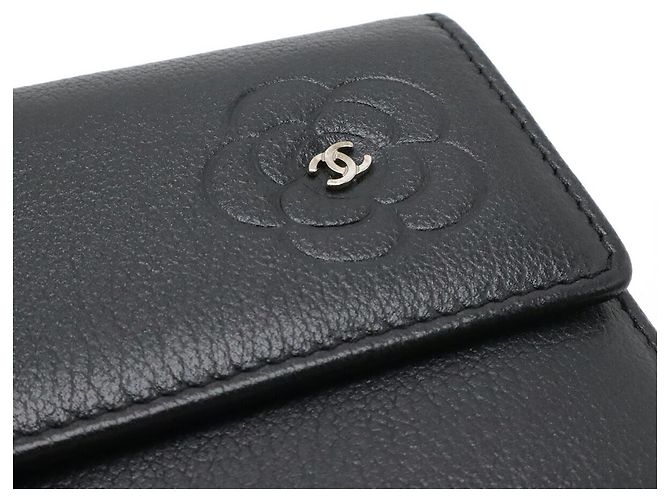 Chanel Camellia Leder Langgeldbörse Schwarz - Ansicht 4