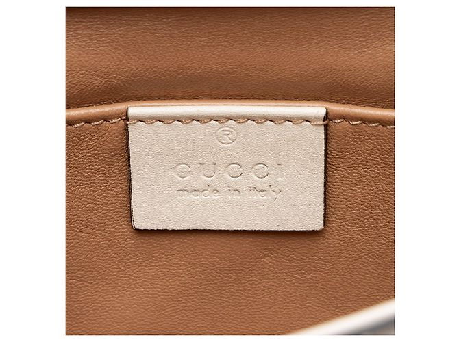 Mini bolsa de ombro Broadway em couro de bezerro e pérolas com detalhe de abelha Gucci Branco - vista 8