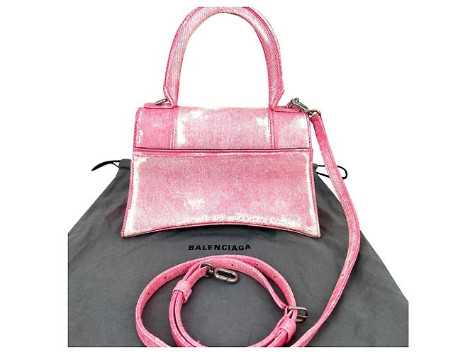 Borsa a mano e a tracolla Hourglass Small in denim rosa Balenciaga - vista 2