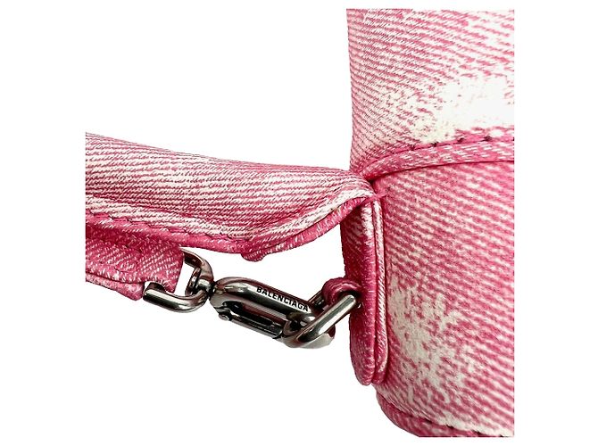 Borsa a mano e a tracolla Hourglass Small in denim rosa Balenciaga - vista 4