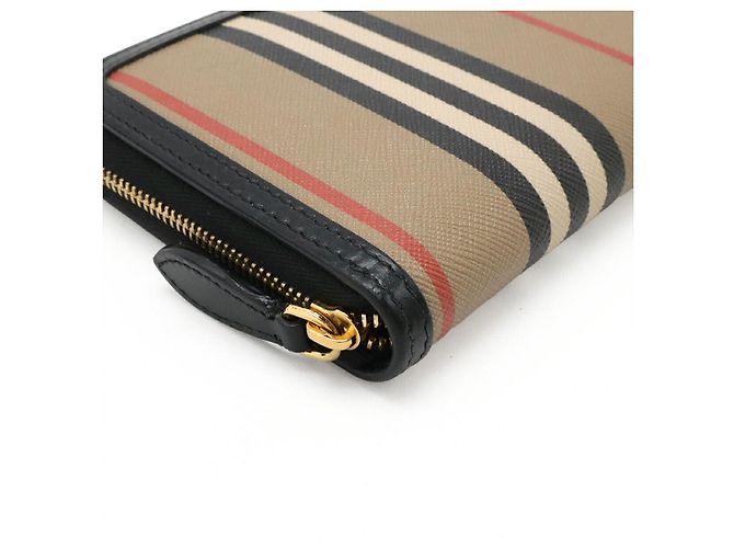 Portafoglio lungo in pelle con zip Burberry Elmore Marrone Beige - vista 3