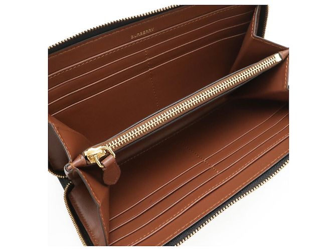 Portafoglio lungo in pelle con zip Burberry Elmore Marrone Beige - vista 4