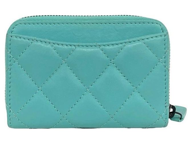Portamonete Chanel Classic Matelasse in agnello Verde - vista 3
