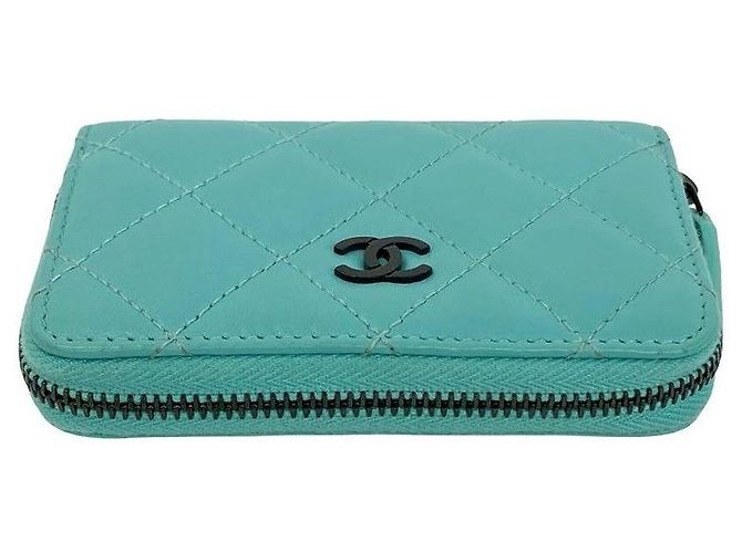 Portamonete Chanel Classic Matelasse in agnello Verde - vista 4