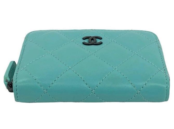 Portamonete Chanel Classic Matelasse in agnello Verde - vista 7