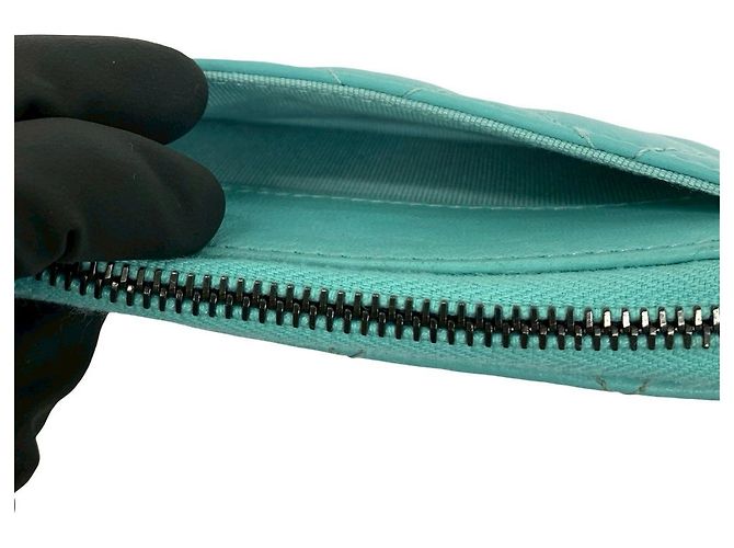Portamonete Chanel Classic Matelasse in agnello Verde - vista 9