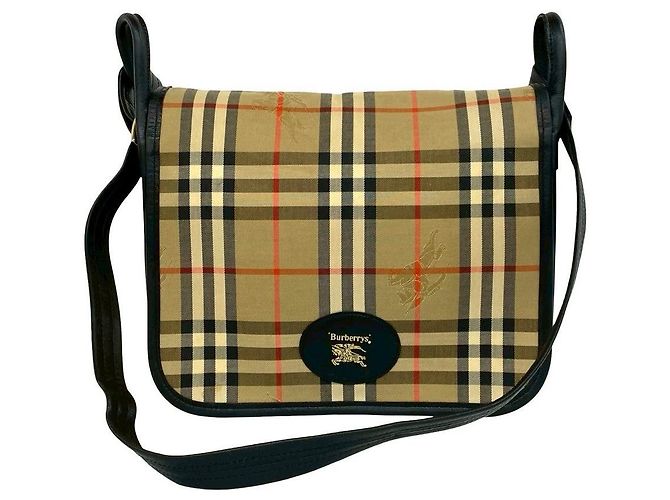 Borsa a tracolla in tela e pelle Burberry Nero - vista 2
