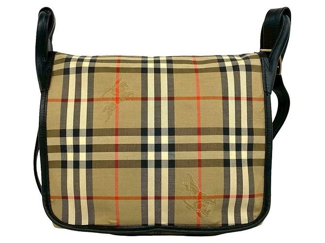 Borsa a tracolla in tela e pelle Burberry Nero - vista 4