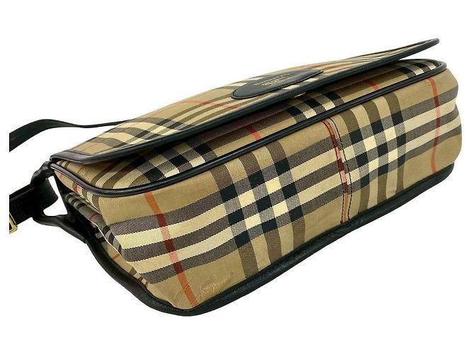 Borsa a tracolla in tela e pelle Burberry Nero - vista 8