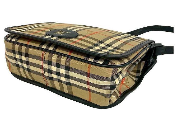 Borsa a tracolla in tela e pelle Burberry Nero - vista 9