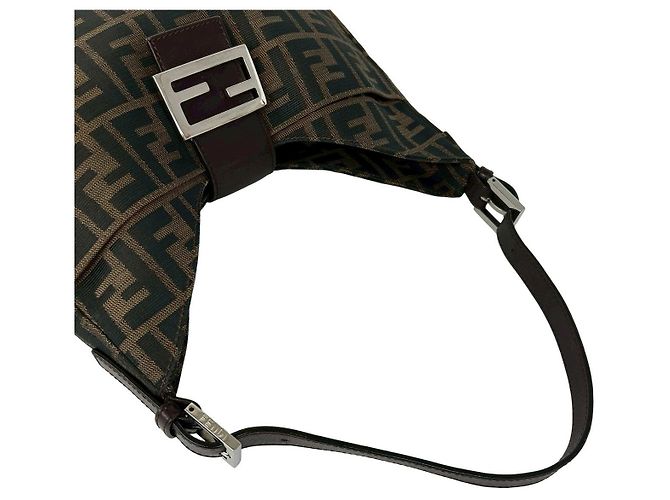 Borsa a tracolla in tela e pelle Fendi Marrone - vista 5