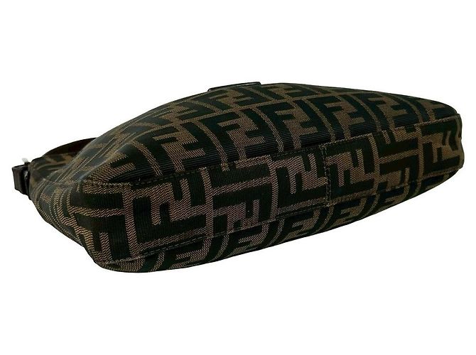 Borsa a tracolla in tela e pelle Fendi Marrone - vista 8