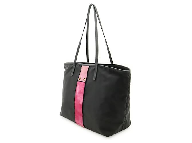 Prada Nylon-Leder-Tote-Bag Schwarz - Ansicht 2