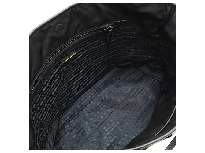 Prada Nylon-Leder-Tote-Bag Schwarz - Ansicht 5