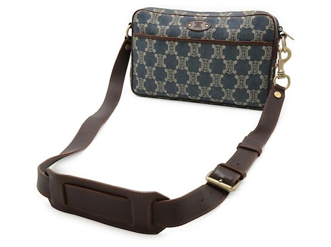 Céline Borsa a Spalla Celine Macadam Denim Canvas Blu - vista 2