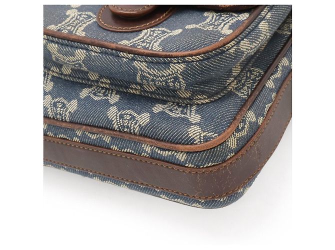 Céline Borsa a Spalla Celine Macadam Denim Canvas Blu - vista 3
