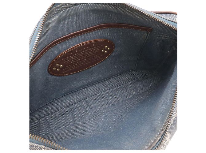 Céline Borsa a Spalla Celine Macadam Denim Canvas Blu - vista 7