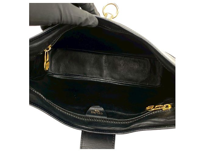 Céline Borsa a tracolla in pelle di vitello CELINE Nero - vista 10