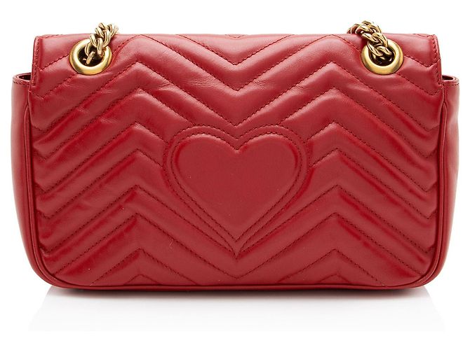 Borsa Gucci Matelasse Leather GG Marmont con patta media Rosso - vista 3