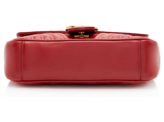 Borsa Gucci Matelasse Leather GG Marmont con patta media Rosso - vista 4