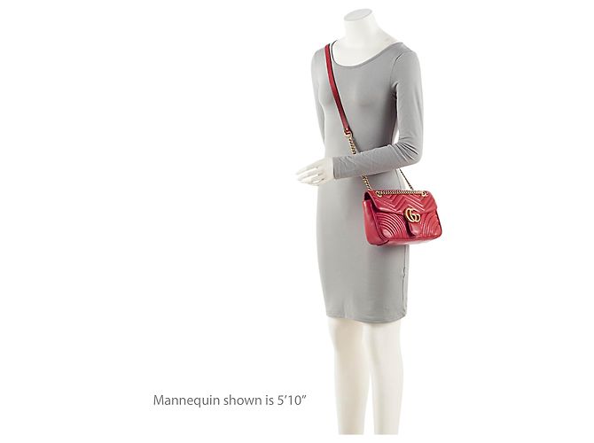 Borsa Gucci Matelasse Leather GG Marmont con patta media Rosso - vista 5