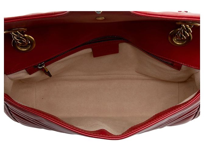 Borsa Gucci Matelasse Leather GG Marmont con patta media Rosso - vista 7