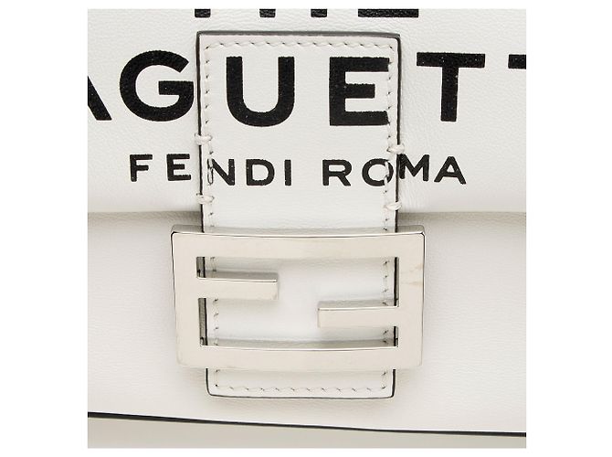 Fendi x Marc Jacobs Leather The Baguette Shoulder Bag Bianco - vista 10