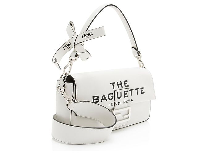 Fendi x Marc Jacobs Leather The Baguette Shoulder Bag Bianco - vista 2